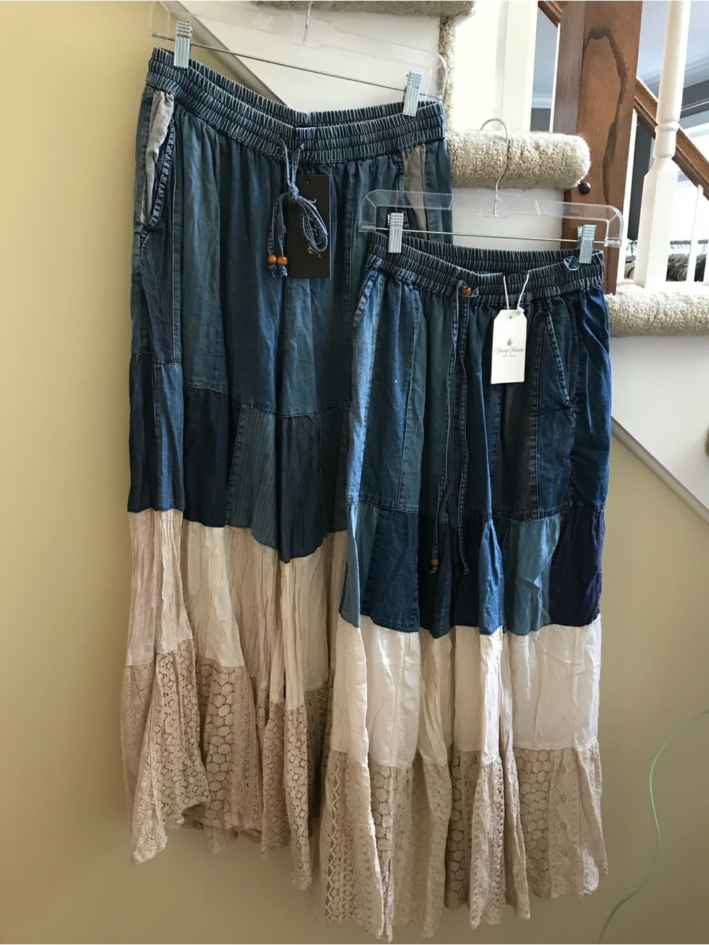 Young Threads NWT Denim cream layered pants Sm med
